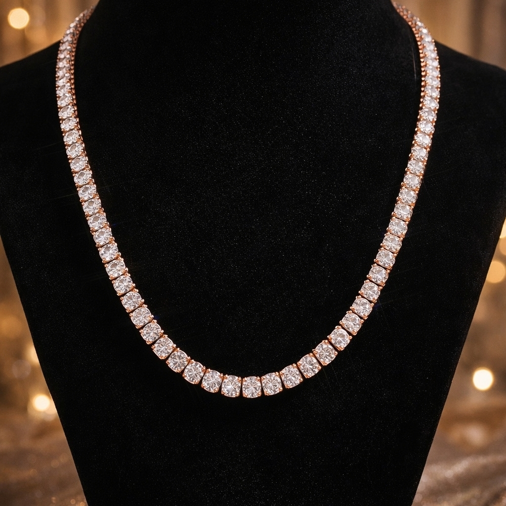 Brand New Rose Gold 24" Tennis Chain Diamond Tester VERIFIED Tennis Chain GRA